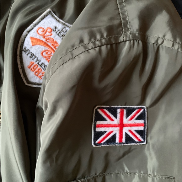 Ci Sono Olive Green Patches Women's Flight Bomber Jacket Size Medium - Picture 11 of 12